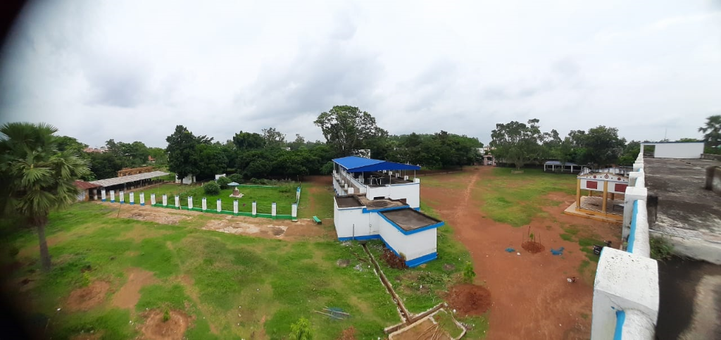 Aerial view of school campus